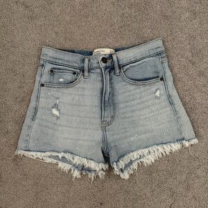 Abercrombie & Fitch Light Blue High Rise Cutoff Frayed Denim Jean Shorts Size 25